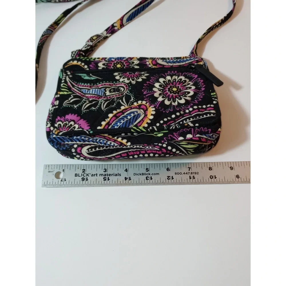 Vera Bradley Bandana Swirl Petite Crossbody Black Paisley Quilted Bag 8x5